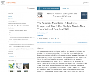 Publication: The Annamite Mountains - A Biodiverse Ecosystem at Risk: A Case Study in Nakai – Nam Theun National Park, Lao P.D.R.
